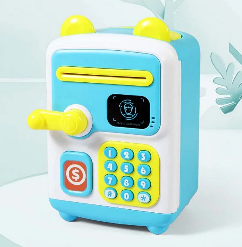 Скарбничка-сейф із кодовим замком Face Recognition Money BOX Синя, Електронна дитяча скарбничка