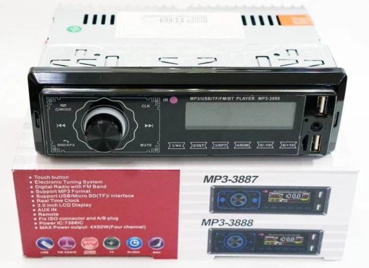 Автомагнітола MP3 3888 ISO 1DIN 1DIN сенсорний дисплей, Універсальна магнітола в авто, Автомагнітола з пультом, фото 1