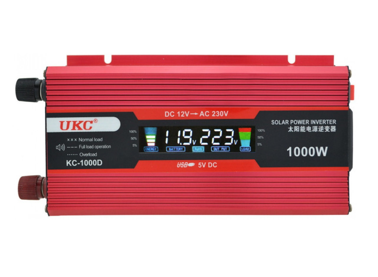 Автомобільний перетворювач напруги UKC 1000W з LED екраном, Інвертор в машину