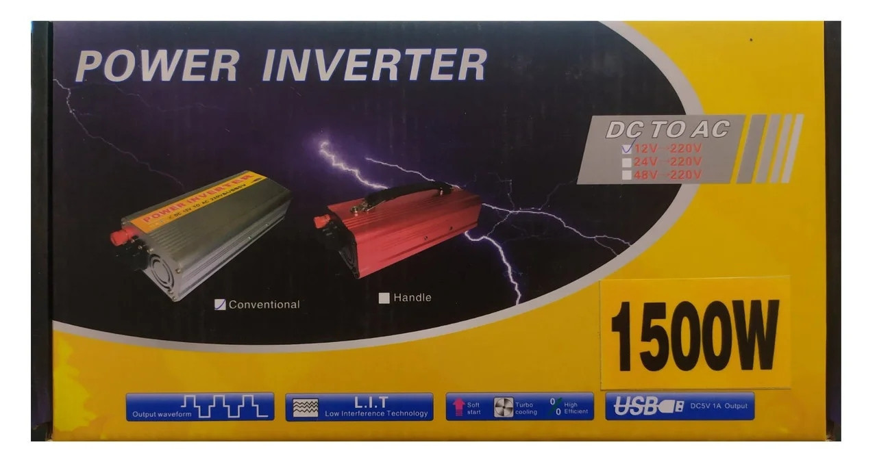 Автомобільний перетворювач напруги Power Inverter 1500W c 12V на 220V, Інвертор в машину