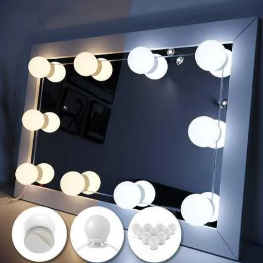 LED лампочки 10 шт. для гримерного дзеркала Vanity Mirror Lights (3 режими), Підсвічування на дзеркало для макіяжу