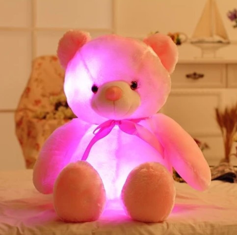 Світний ведмедик 50 см РОЖЕВИЙ, М'яка іграшка ведмідь, М'яка іграшка ведмідь, фото 1