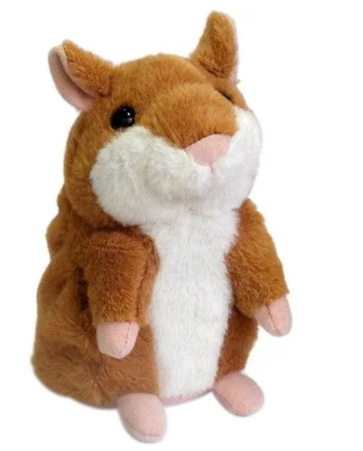 Хом'як, що розмовляє, ТЕМНО-КОРИЧНЕВИЙ Kronos Toys, Хом'як-повторюшка, Дитяча інтерактивна м'яка іграшка, фото 1