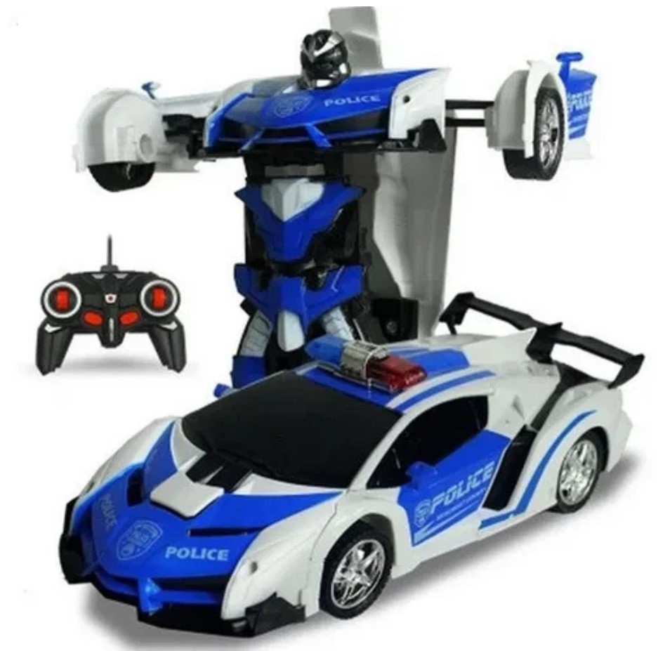 Машинка Трансформер Lamborghini POLICE Robot Car Size 18 СИНЯ, Машинка на радіокеруванні