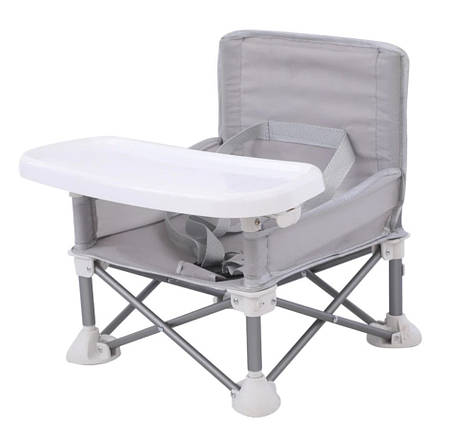 Складаний тканинний стіл для годування baby seat СІРИЙ | Стільчик для годування | Дитячий столик для їжі, фото 2