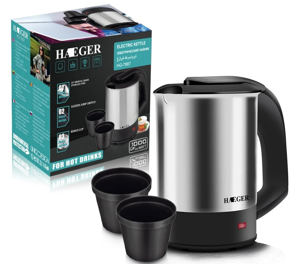 Чайник електричний Haeger HG-7887 0.5 л, Портативний чайник, Міні електрочайник, фото 1