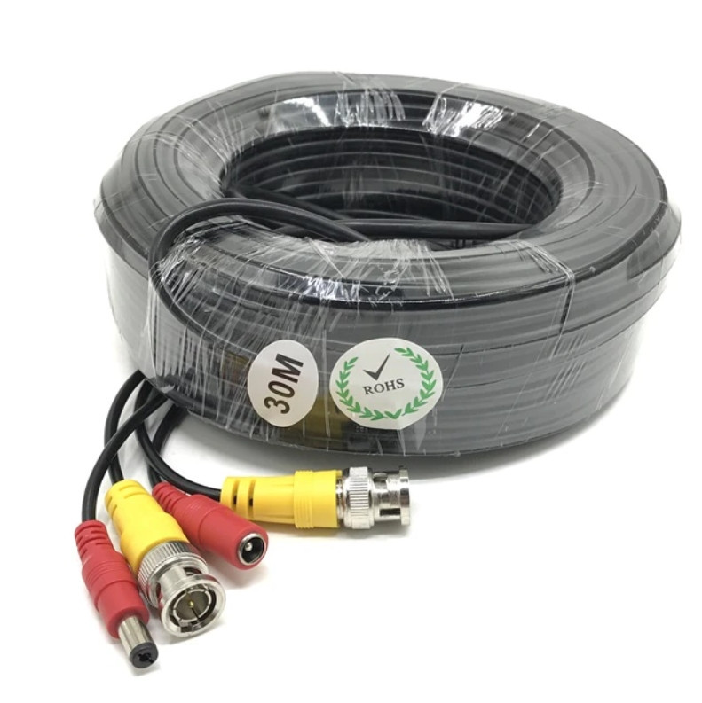 Кабель для камери 30 метрів, Кабель для передавання відео та живлення для камер, Провід для відеоспостереження, фото 1