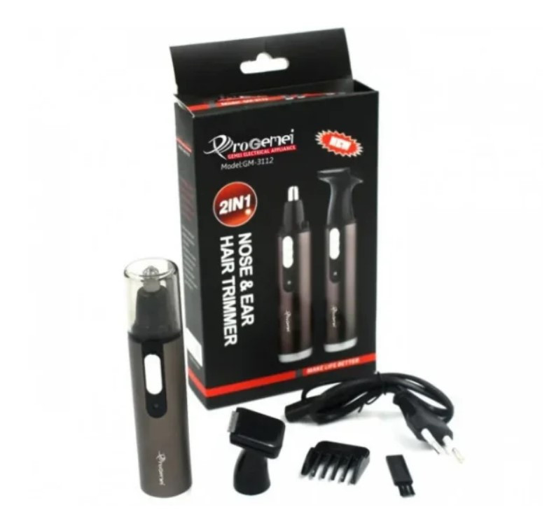 Тример Gemei GM 3112 для носа і вух, Машинка для стрижки волосся в носі та вухах 2 в 1, фото 1