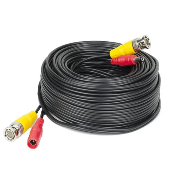 Кабель для камери 50 метрів, Кабель для передавання відео та живлення для камер, Дріт для відеоспостереження, Кабель для