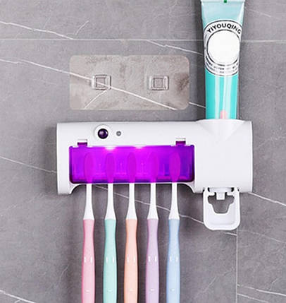 Диспенсер для зубної пасти та щітки автоматичний Toothbrush sterilizer | УФ стерилізатор для зубних щіток, фото 2