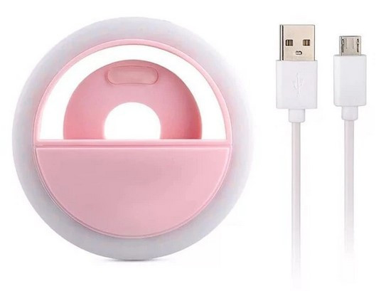 Світлодіодне селфі кільце РОЖЕВЕ Selfie Ring Light, Підсвічування для селфі, Лампа-кільце для фото