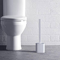 Туалетный ершик с гнущейся силиконовой щеткой 10 х 4,5 х 36 см Белый | Ершик для унитаза с подставкой