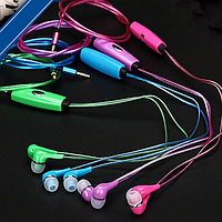 Навушники LED AT-618 дротові (сині, рожеві, зелені) Гарнітура для смартфона Навушники, що світяться