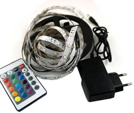 Світлодіодна стрічка LED 3528 RGB 5 м з пультом і блоком живлення | LED підсвітка | RGB стрічка, фото 2
