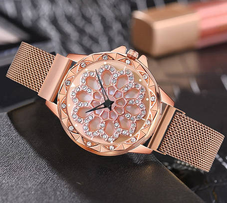 Годинник Rotation Watch РОЖЕВІ | жіночий наручний годинник | Годинник на браслеті жіночі, фото 2