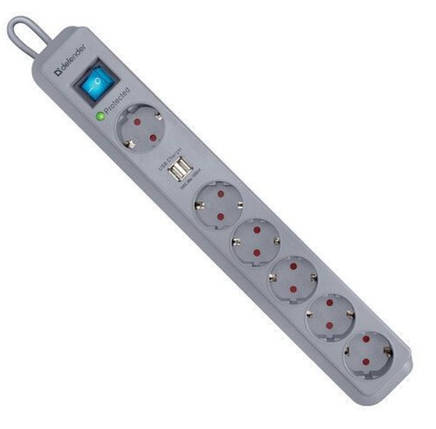 Мережевий фільтр з USB на 6 розеток, Подовжувач електричний 2 м, Переноска електрична, фото 1