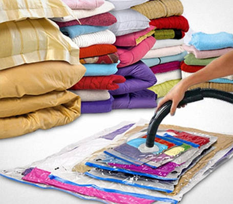 Вакуумні пакети для речей 60*80 см, Пакети для зберігання речей, Мішки вакуумні для одягу, Мішки вакуумні для одягу, фото 1