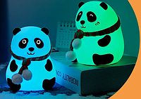 Ночник-светильник силиконовый на аккумуляторе с разными цветами подсветки Панда | Лампа-ночник