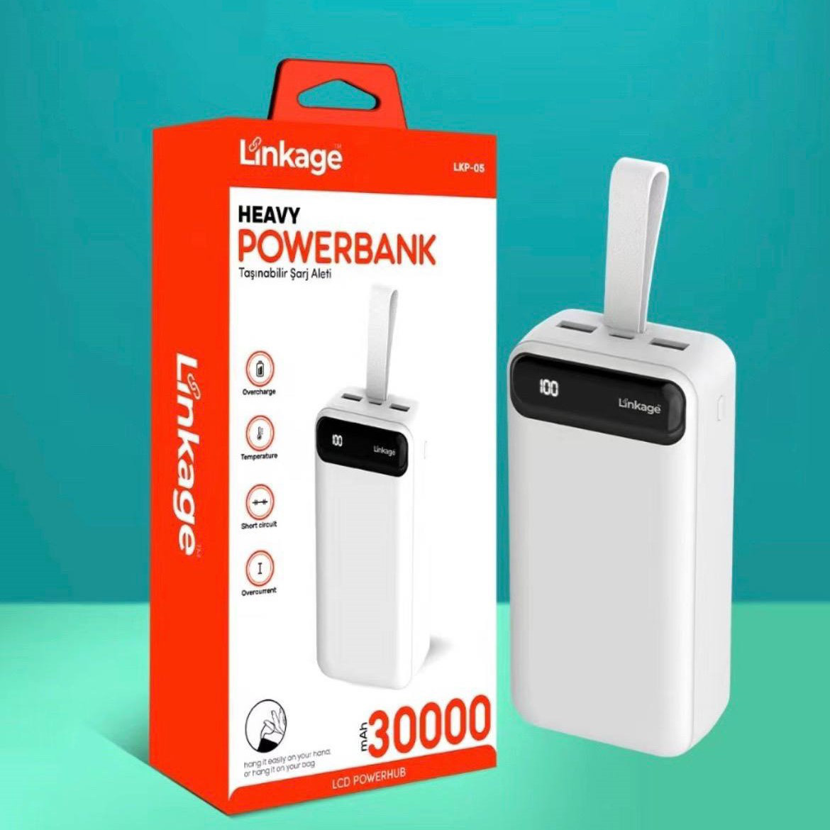 Power Bank LINKAGE LKP-05 30000 mAh, Повербанк з ліхтариком, Портативна зарядка для телефона