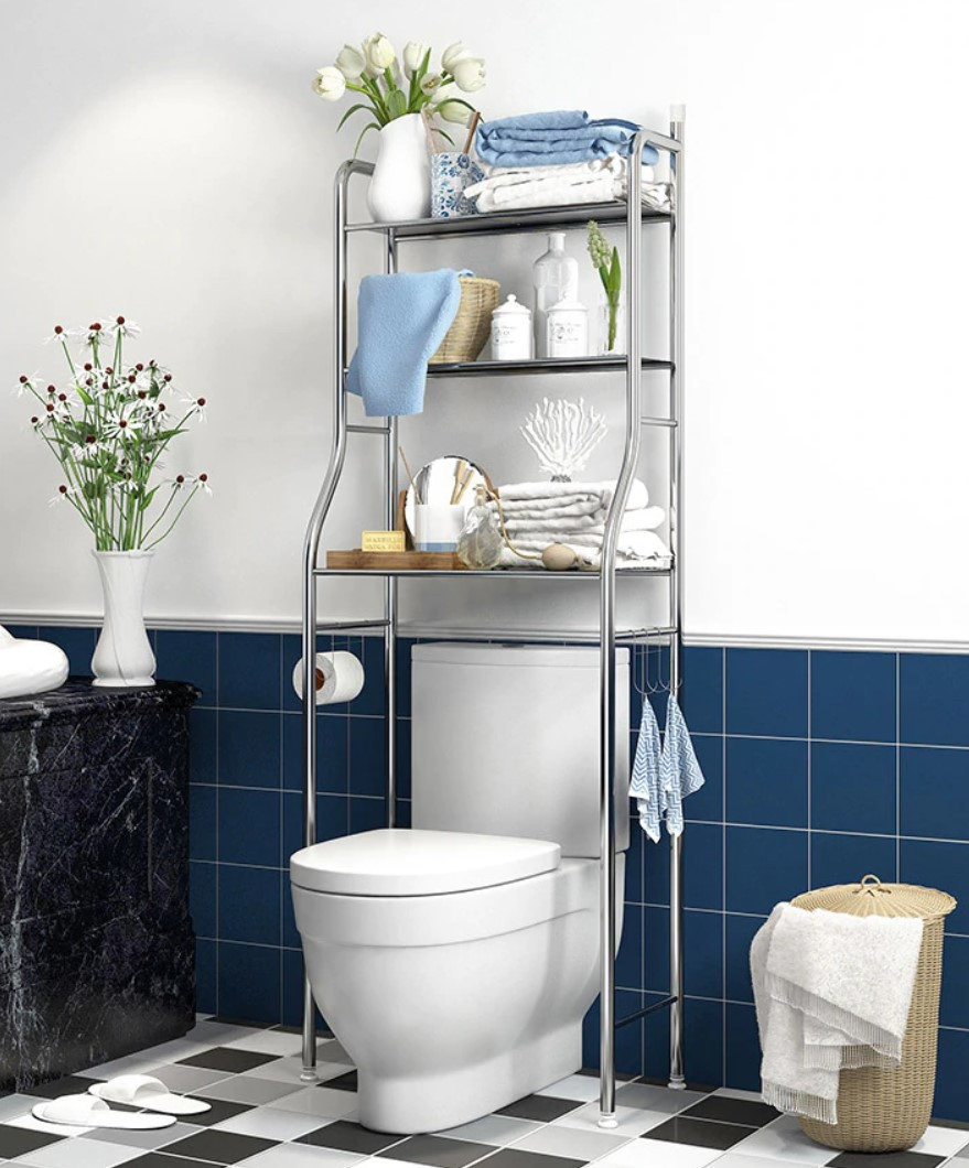 Стелаж для зберігання підлогова туалетна шафа регульована за висотою TOILET RACK, Етажерка для ванної