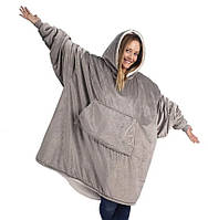Толстовка-плед з капюшоном СІРИЙ Huggle Hoodie Ultra Plush Blanket | Плюшева кофта | Плед з рукавами