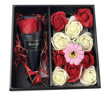 Подарунковий набір мила з троянд З ТРОЯНДОЮ XY19-80 | Мило натуральне у подарунковому наборі, фото 2
