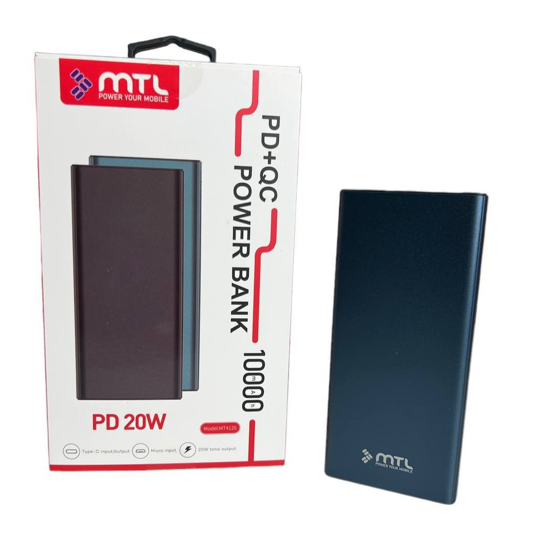 Power Bank MTL MT-4120 10000 mAh, Повербанк зі швидким заряджанням QC3.0, Зовнішній акумулятор для телефона