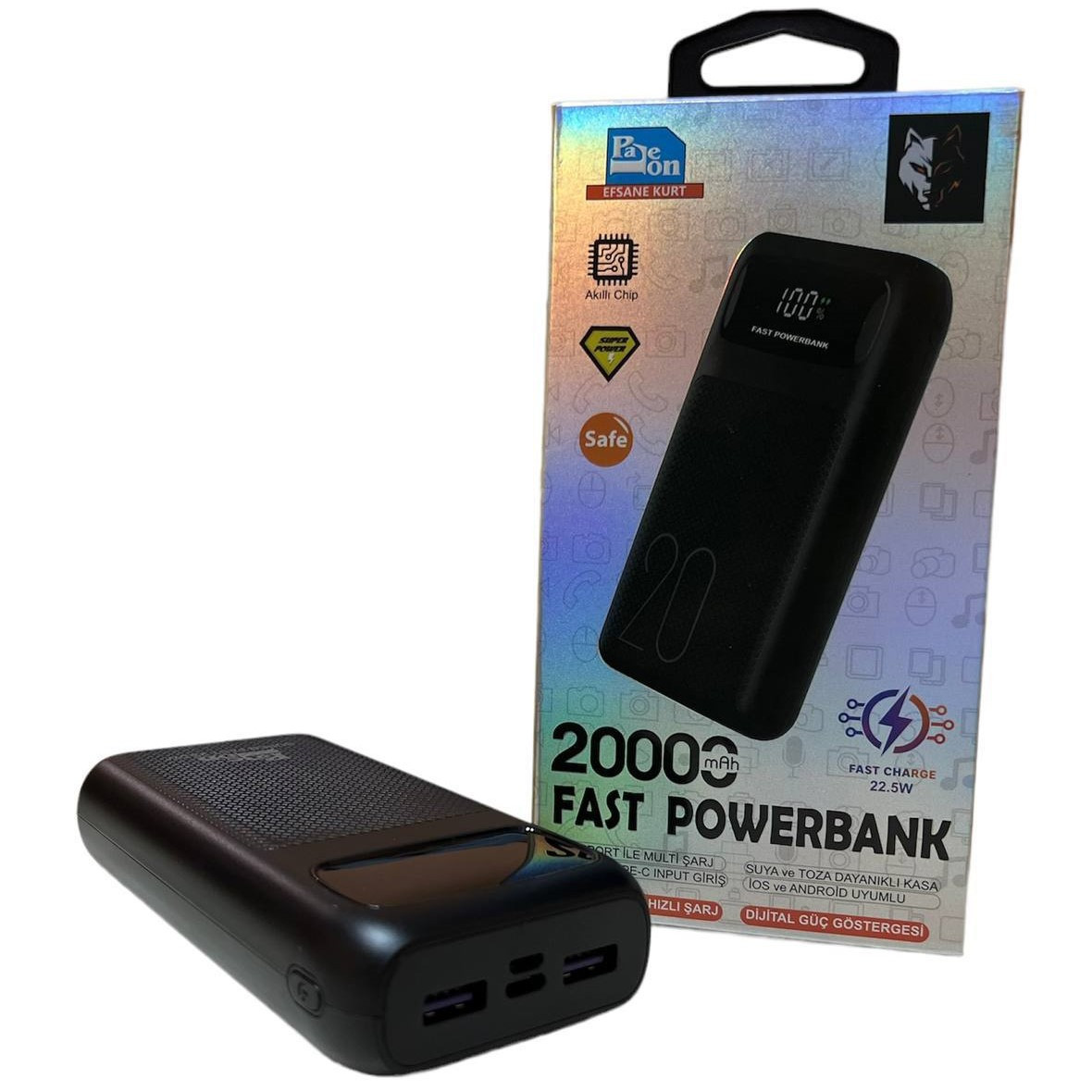 Power Bank PALEON PLO-Fast20 22.5 W 20000 mAh, Повербанк зі швидким заряджанням, Зовнішній акумулятор для телефона