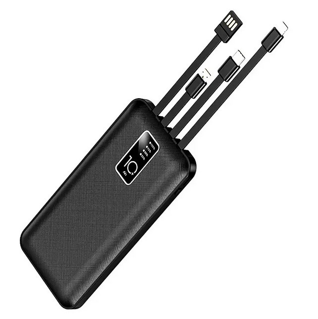 Power Bank PALEON PLO-KP19 10000 mAh, Повербанк із набором зарядних кабелів, Портативна зарядка для телефона