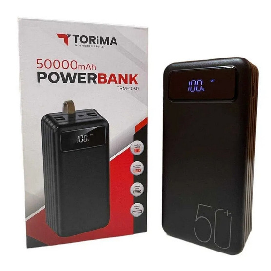 Power Bank TORIMA TRM-1050 50000 mAh, Повербанк з ліхтариком, Портативна зарядка для телефона