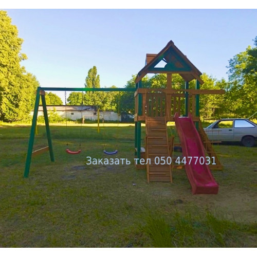 Дитячий майданчик із трапом, гойдалка, гірка Люкс класик