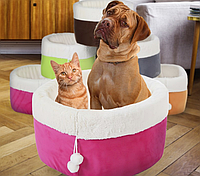 Мягкая лежанка для собак и кошек 40х30 см | Круглая кроватка для животных | Спальное место для котов и собак
