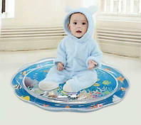 Детский развивающий водный коврик Lindo в форме круга с водой и рыбками | Игровой коврик для детей