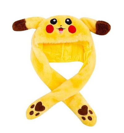 Шапка Pikachu toys soft toys with led, що світиться, з рухомими вушками, Шапка з вухами, Звірошапка, фото 1