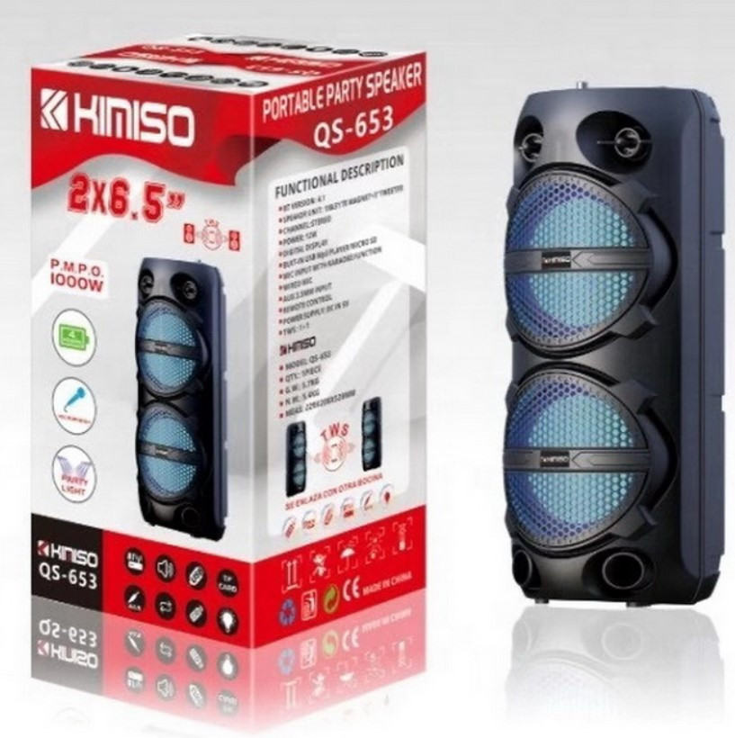 Колонка портативна KIMISO QS-653 BT (6.5*2 "BASS), Блютуз колонка, Колонка для музики