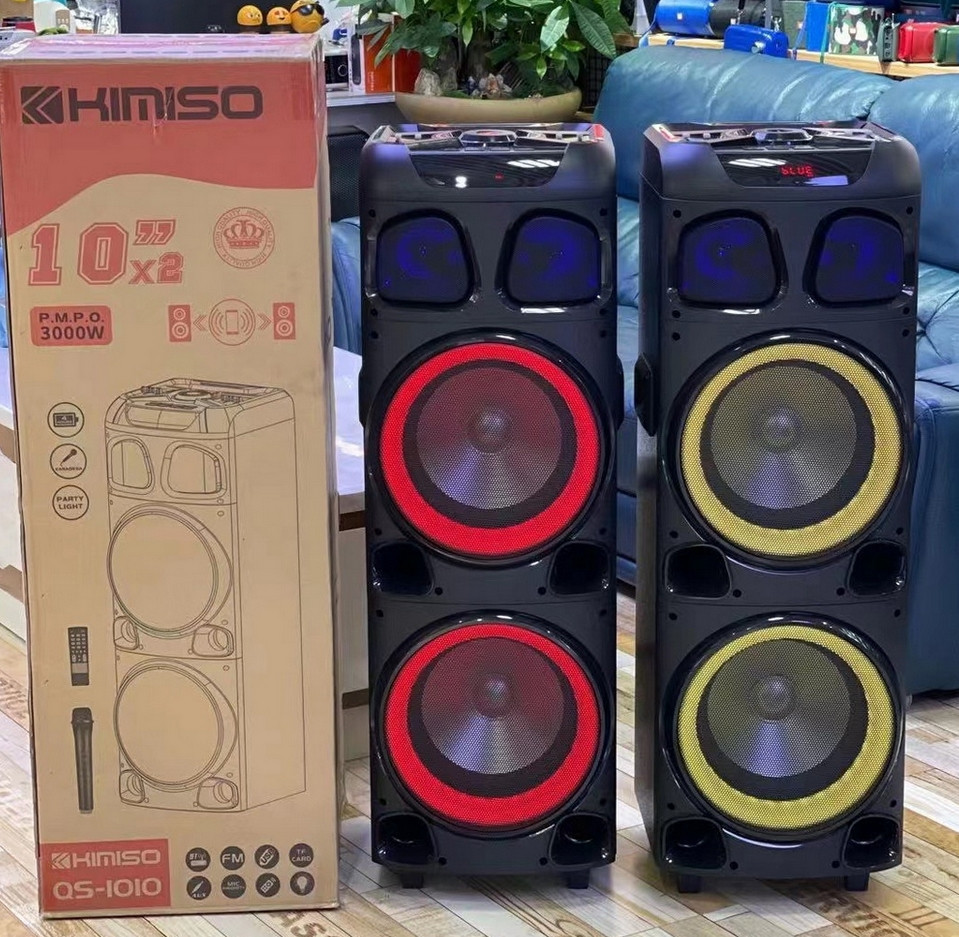 Колонка з мікрофоном Kimiso QS-1010 BT (10 "BASS*2/LED підсвічування/TWS), Bluetooth акустика, фото 1
