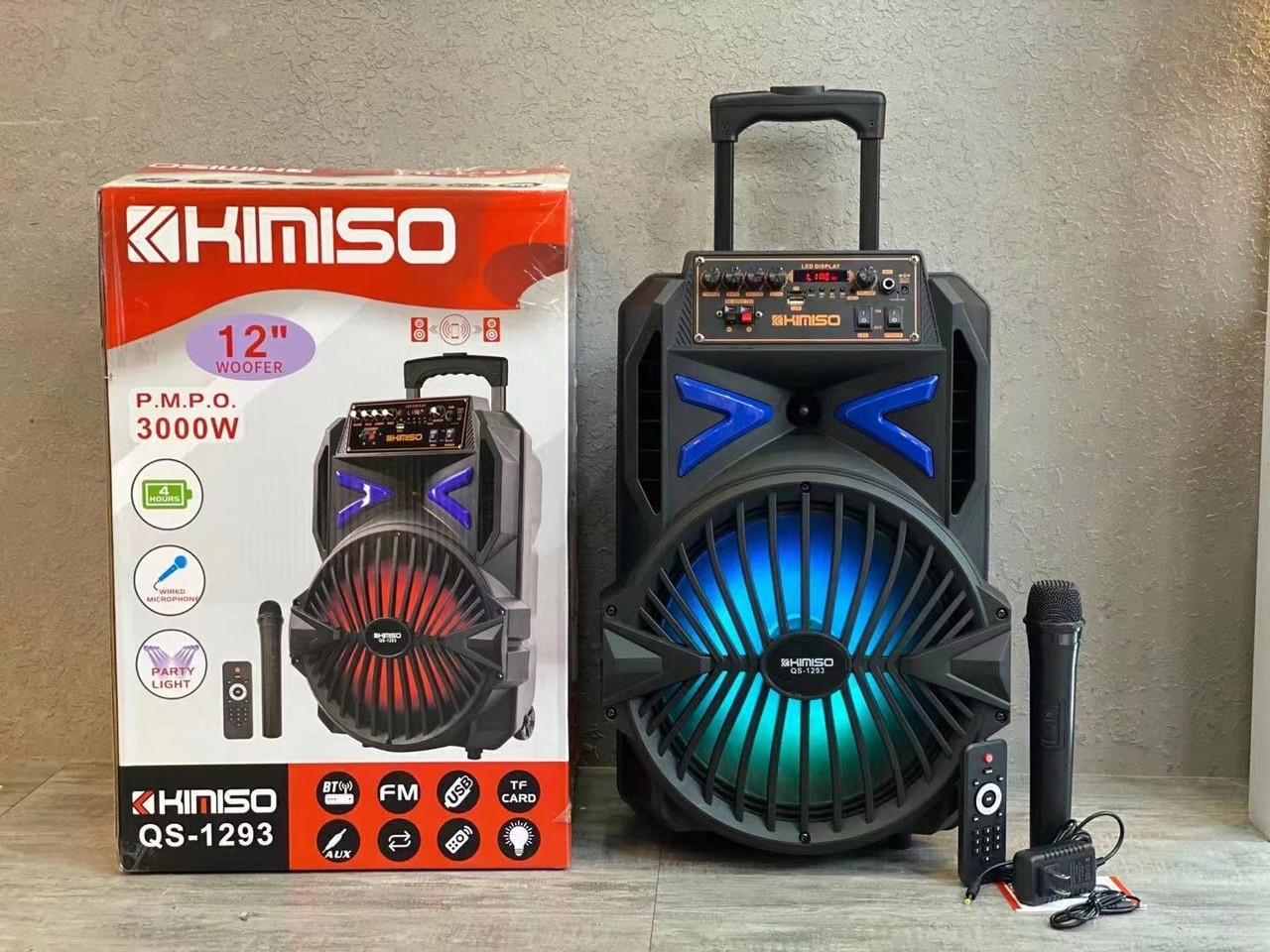 Колонка портативна акустична KIMISO QS-1293 BT (12 "BASS), Блютуз колонка, Колонка для музики, Колонка для музики