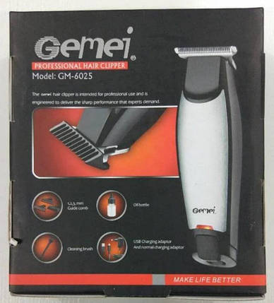 Машинка для стрижки Gemei GM 6025, Тример акумуляторний, фото 1