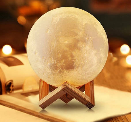 Настільний світильник Magic 3D Moon Light 18 см, 3d світильник місяць, Лампа нічник, 3d світильник місяць, фото 1
