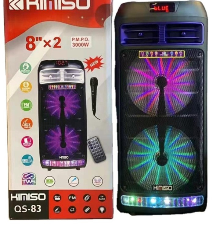 Колонка портативна акустична KIMISO QS-83 BT (8*2 "BASS), Блютуз колонка, Колонка для музики, Колонка для музики