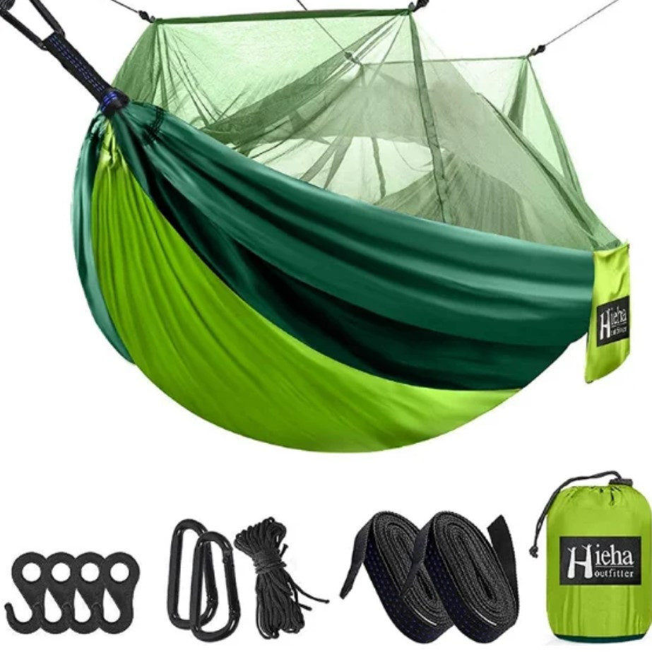 Туристичний гамак із москітною сіткою Hammock Net Green, Підвісний гамак