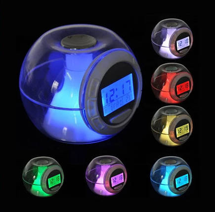 Електронний настільний годинник з підсвічуванням 7 Color Changing Alarm Clock, Годинники з будильником, фото 1