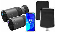 Беспроводная уличная камера видеонаблюдения на солнечных батареях Wi-Fi Ezviz BC1C Solar (комплект 2 шт.)