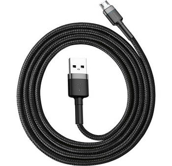 Кабель зарядки і підключення до ПК Baseus Cafule Cable USB to Micro 2.4A 0.5m Gray/Black
