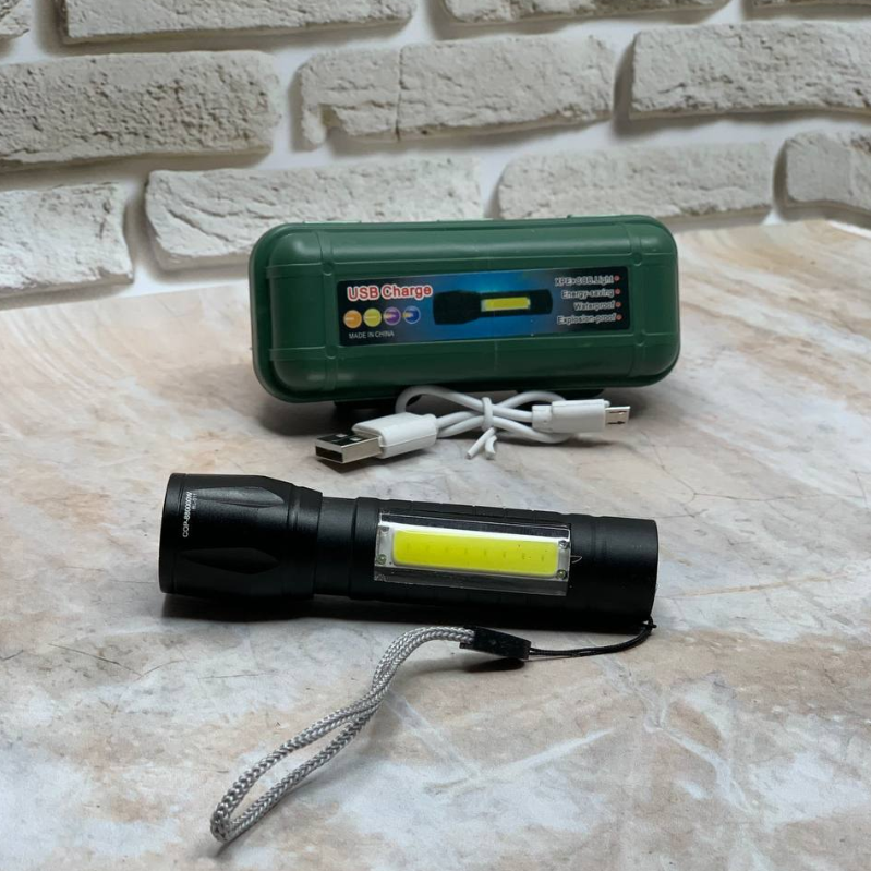 Ручний ліхтарик з COB USB BL-511 в кейсі, світлодіодний Led-ліхтар на акумуляторі
