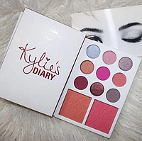 Палетка теней и румян Kylie Diary Pressed Powder Palette | Набор для макияжа тени + румяна с зеркалом