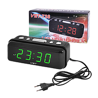 Часы VST-738 зеленые | Электронный будильник | Светодиодные цифровые часы