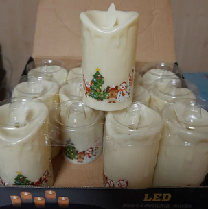 Свічка світлодіодна plastic swinging candle Led 12 шт. колір білий+малюнок 12 см, Свічка-світильник, фото 1