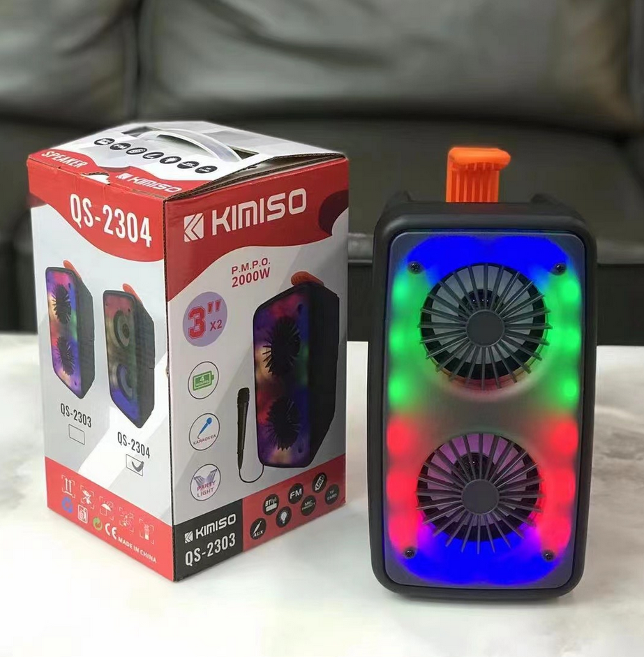 Портативна колонка Kimiso QS-2303 TF/USB/FM/Bluetooth/TWS/підсвічування, Блютуз акустика, фото 1