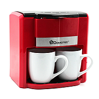 Электрическая кофеварка + 2 чашки Domotec MS-0705 Красная | Электрокофеварка капельная